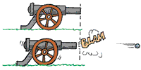 a cannon firing a cannonball